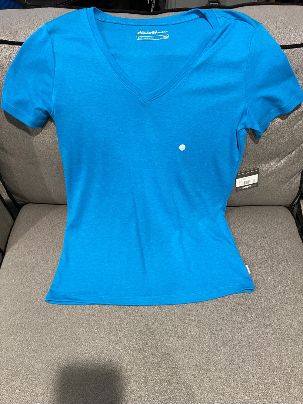 Eddie Bauer Bright Blue V-Neck Short Sleeve Tee NWT Women’s Large